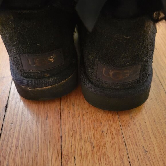 UGG 5 Black Suede Leather Sheepskin BAILEY BOW II Tall Boots - Picture 9 of 10